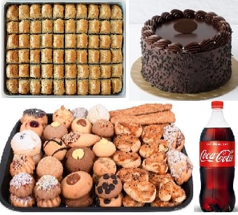 Klasik Çikolatalı Pasta 1 Kg Cevizli Baklava ve Kuru Pasta Menüsü